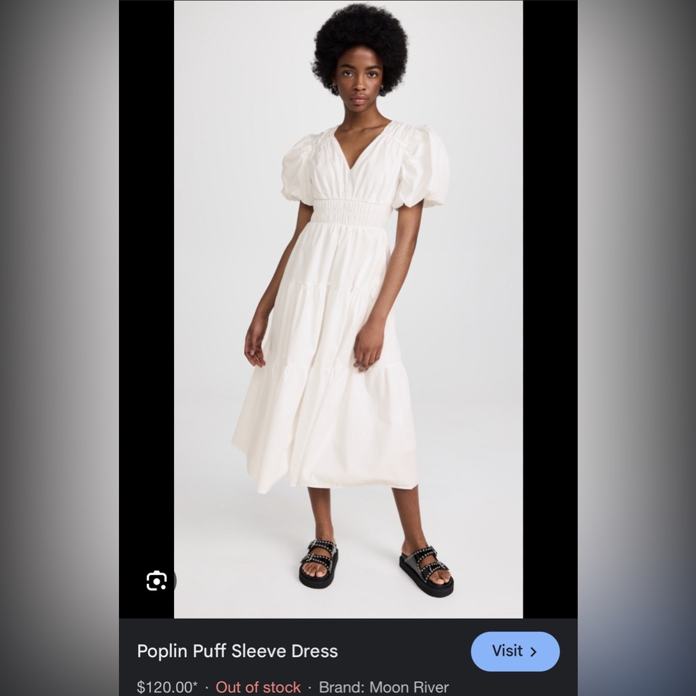 Poplin puff sleeve dress